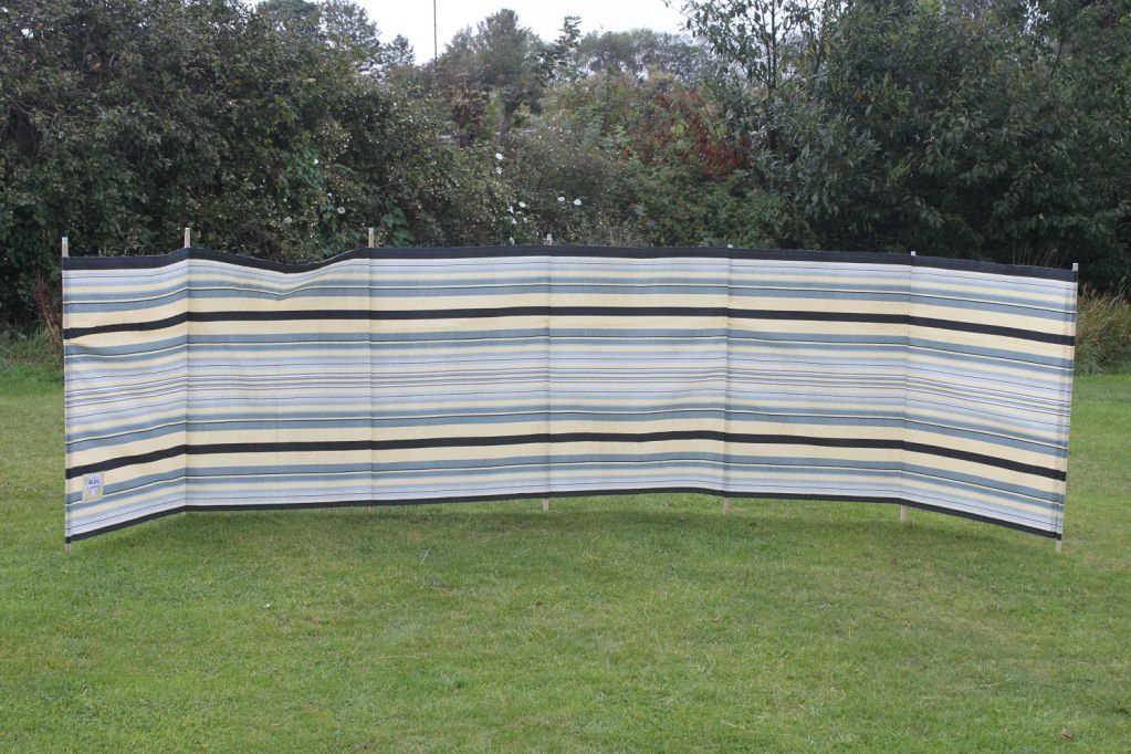 Blue Diamond Windbreak 7 Pole Sand & Grey Contemporary Stripe