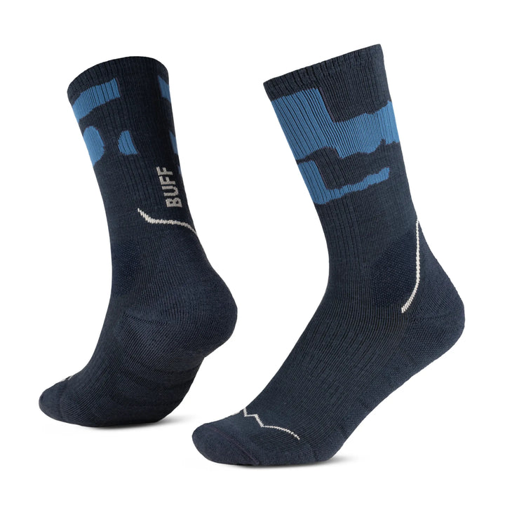 Buff Merino Midweight Crew Socks Blue