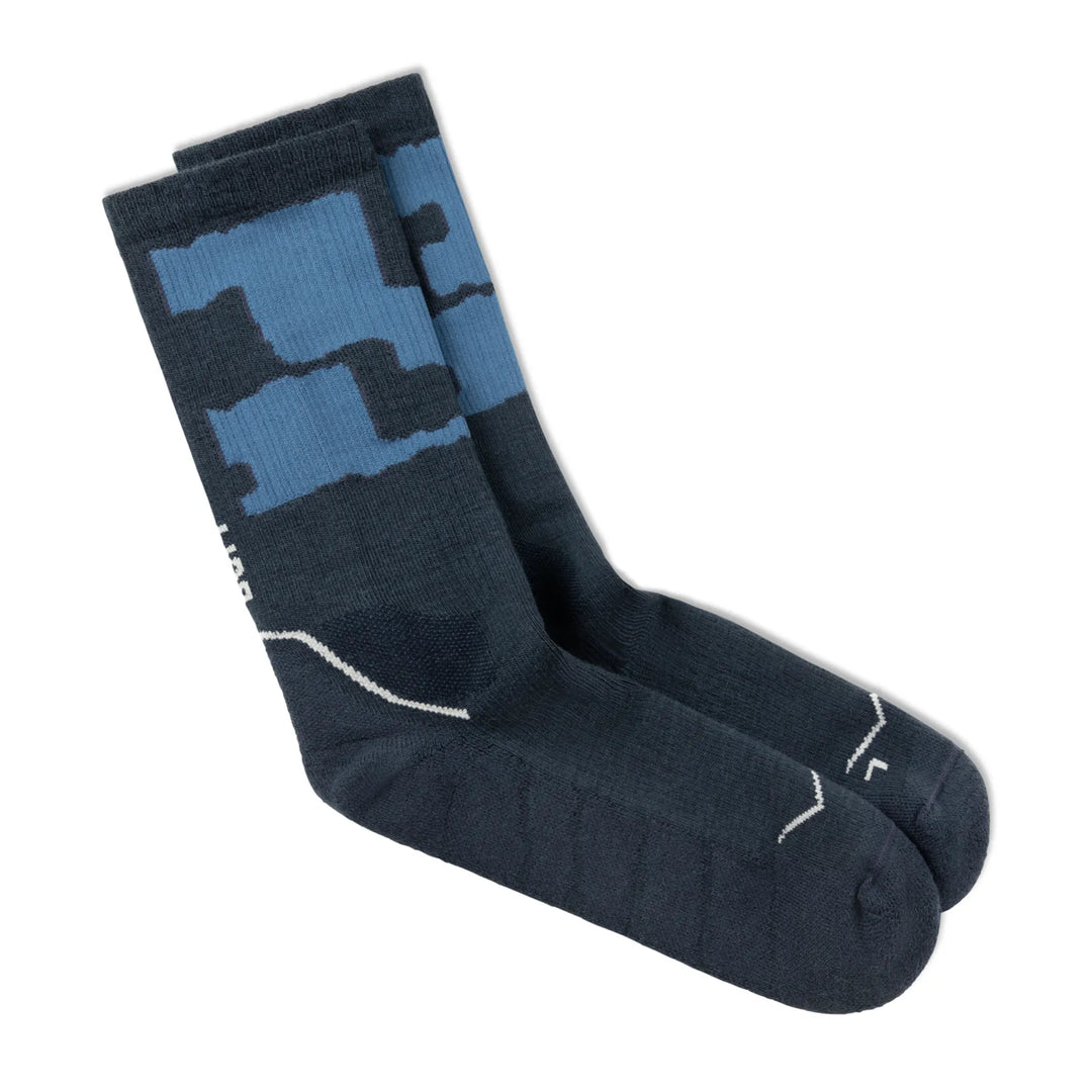Buff Merino Midweight Crew Socks Blue