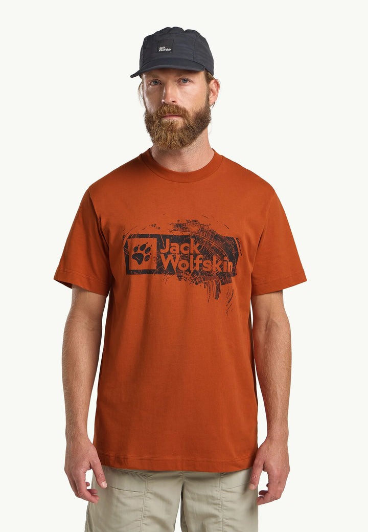 Jack Wolfskin Brand T-Shirt Mens Burnt Orange