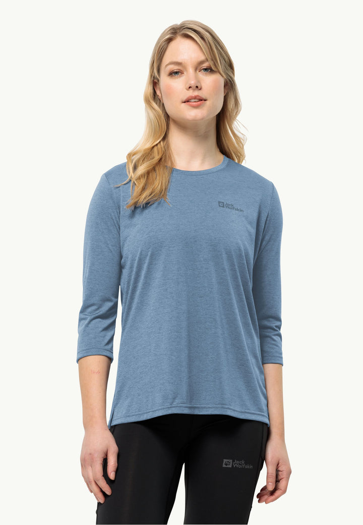 Jack Wolfskin Crosstrail 3/4 Sleeve Tee Womens Elemental Blue