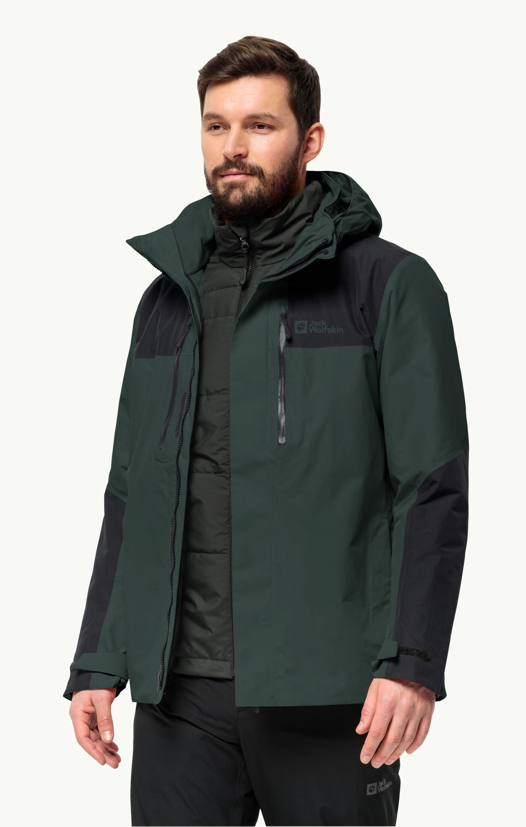 Jack Wolfskin Jasper 3 in 1 Jacket Mens Black Olive