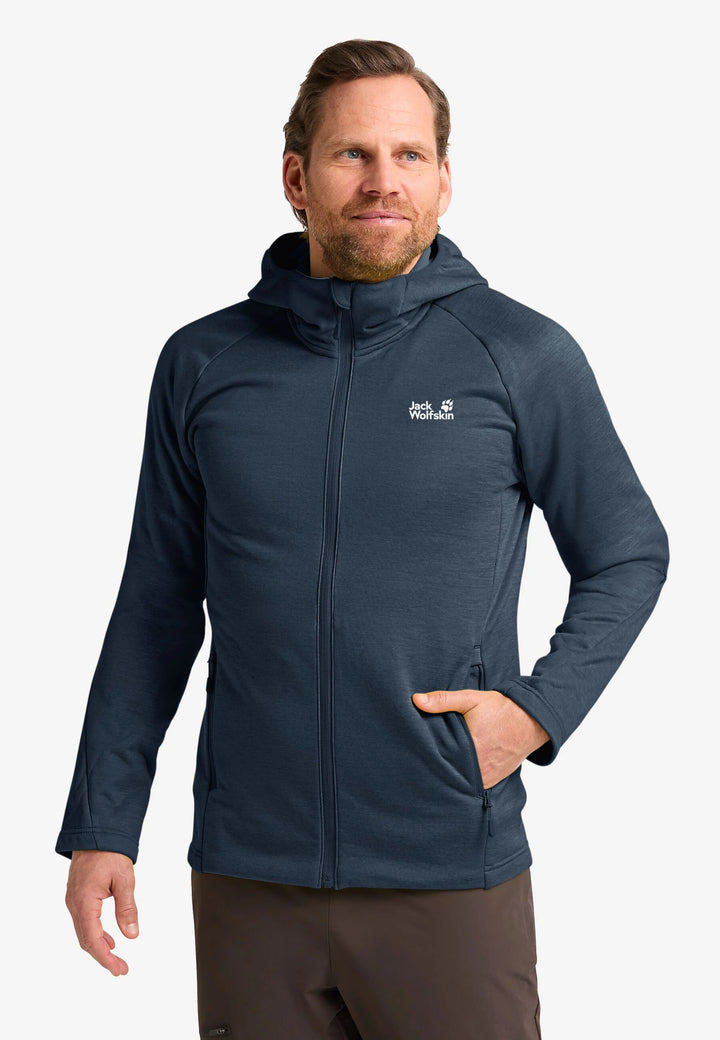 Jack Wolfskin Peak District Hooded Full Zip Mens Midnight