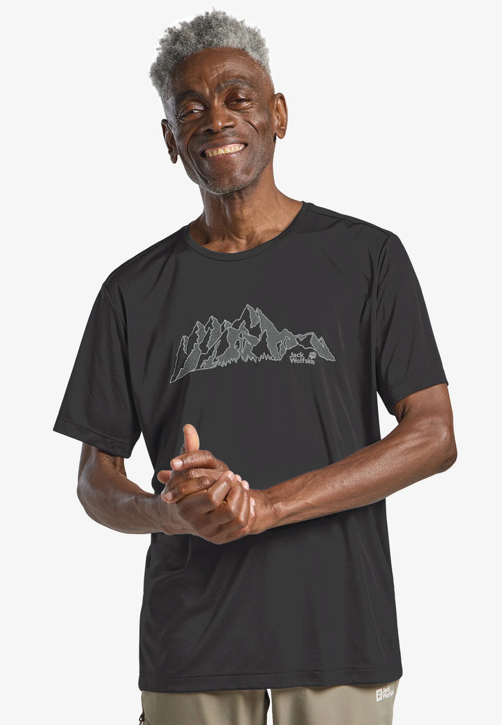 Jack Wolfskin Peak Graphic Tee Mens New Mountain Phantom