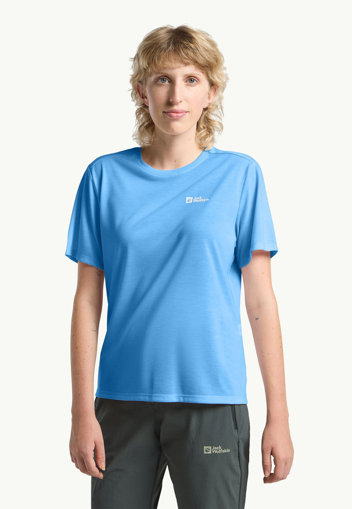 Jack Wolfskin Vonnan Short Sleeve Tee Womens Mid Blue