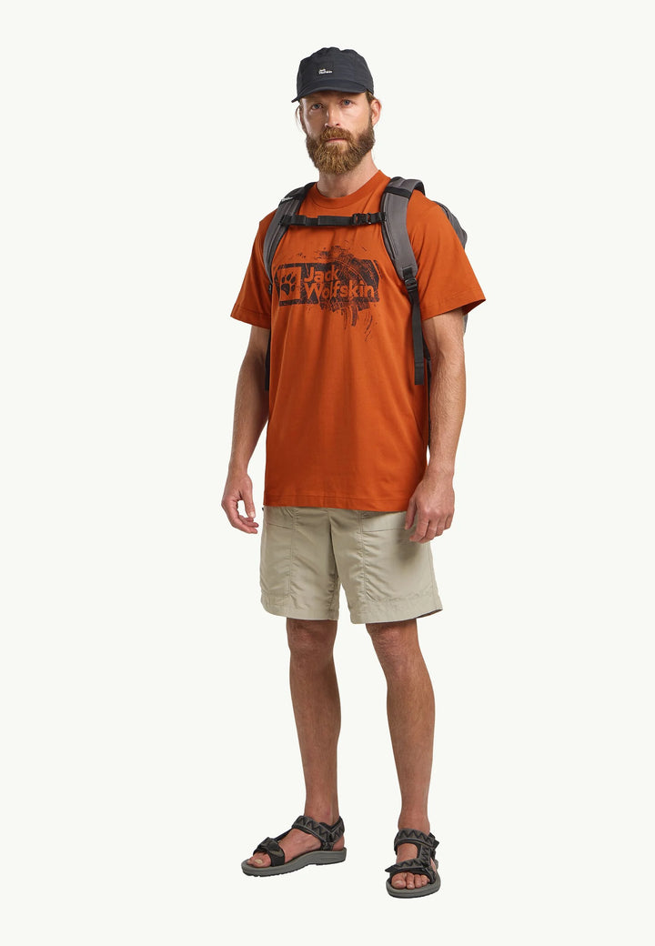 Jack Wolfskin Brand T-Shirt Mens Burnt Orange