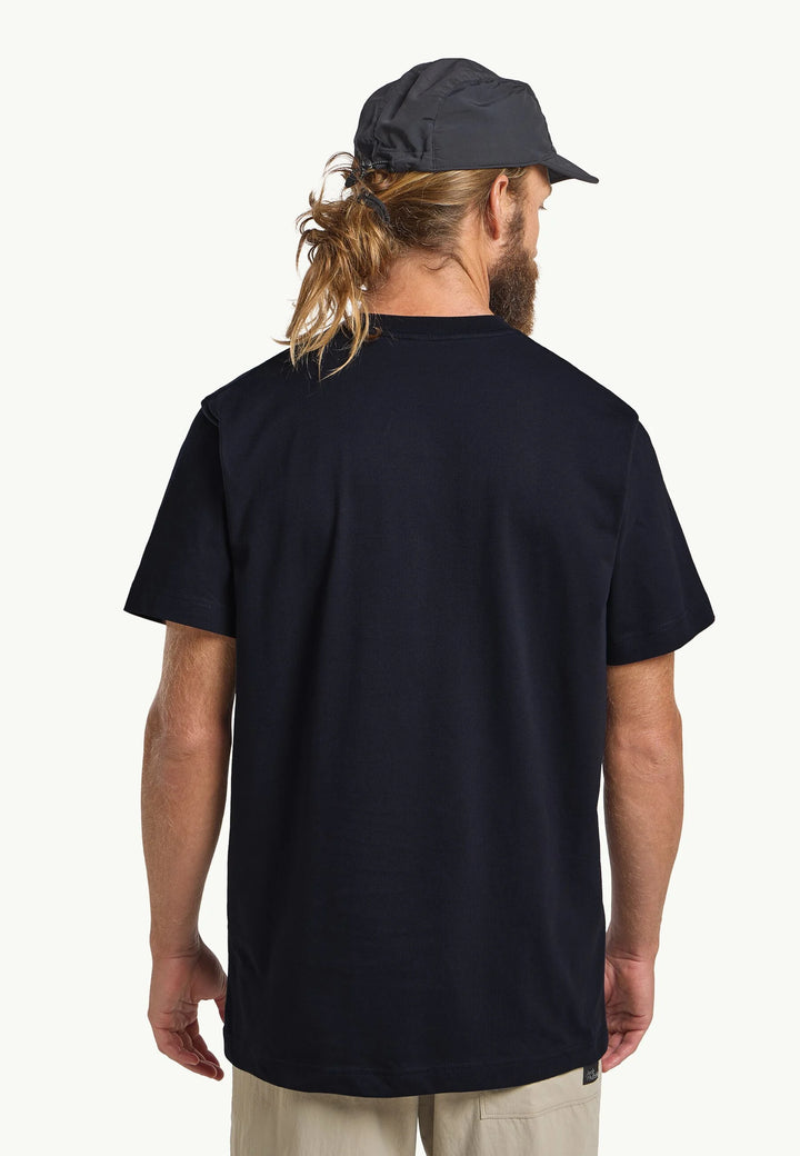 Jack Wolfskin Brand T-Shirt Mens Wood/Dark Navy