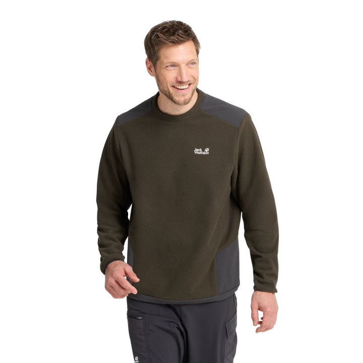 Jack Wolfskin Cold Ridge Crewneck Mens Obsidian Moss