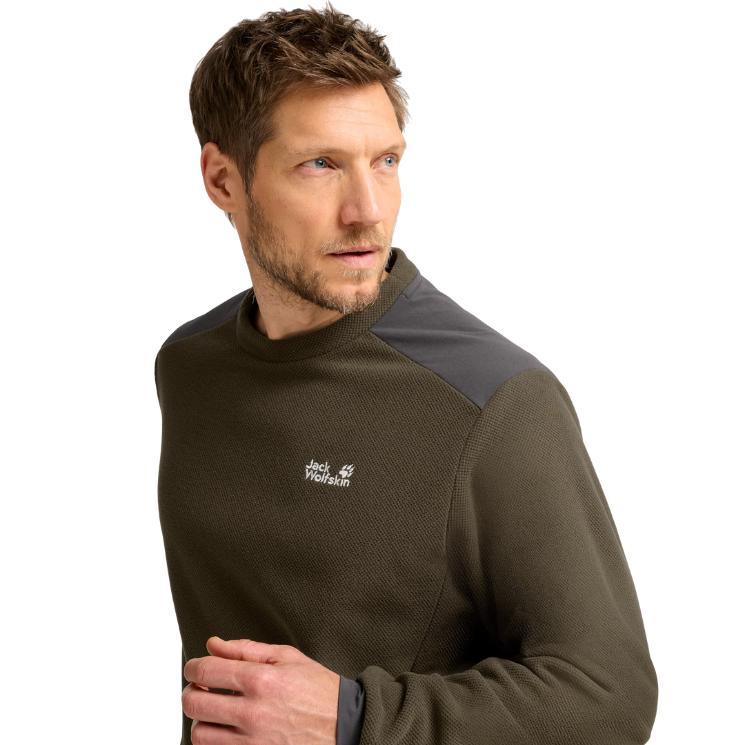 Jack Wolfskin Cold Ridge Crewneck Mens Obsidian Moss
