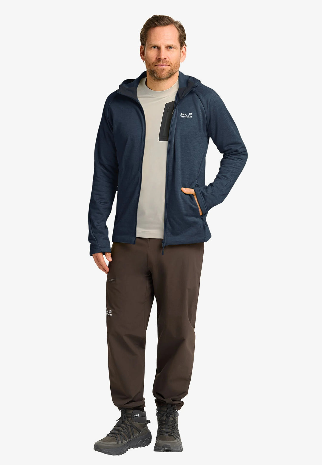 Jack Wolfskin Peak District Hooded Full Zip Mens Midnight