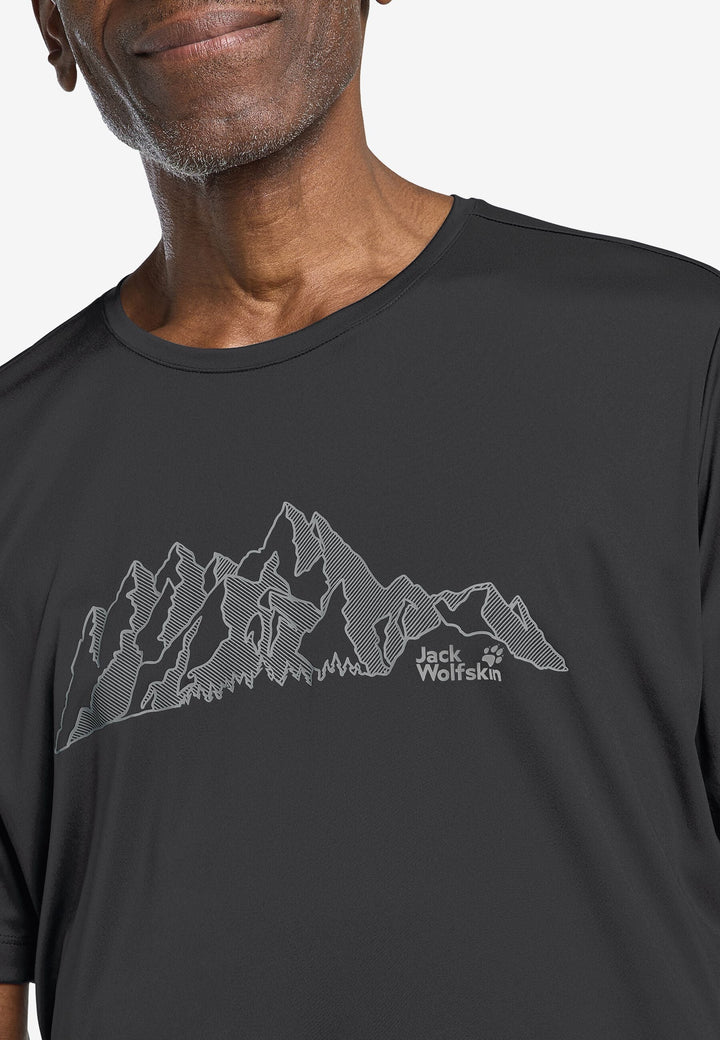 Jack Wolfskin Peak Graphic Tee Mens New Mountain Phantom