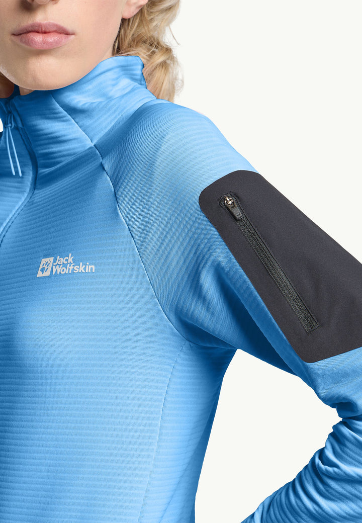 Jack Wolfskin Prelight Full Zip Fleece Womens Mid Blue