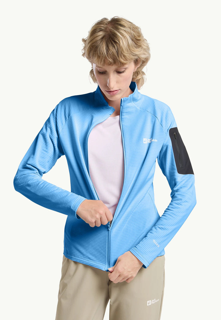 Jack Wolfskin Prelight Full Zip Fleece Womens Mid Blue