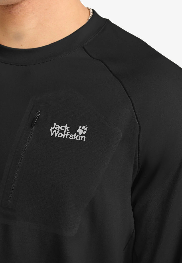 Jack Wolfskin Prelight Trail Crew Neck Fleece Top Mens Black