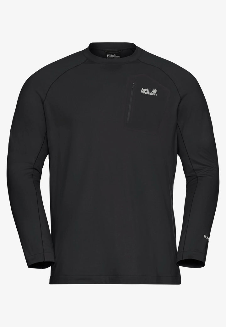 Jack Wolfskin Prelight Trail Crew Neck Fleece Top Mens Black