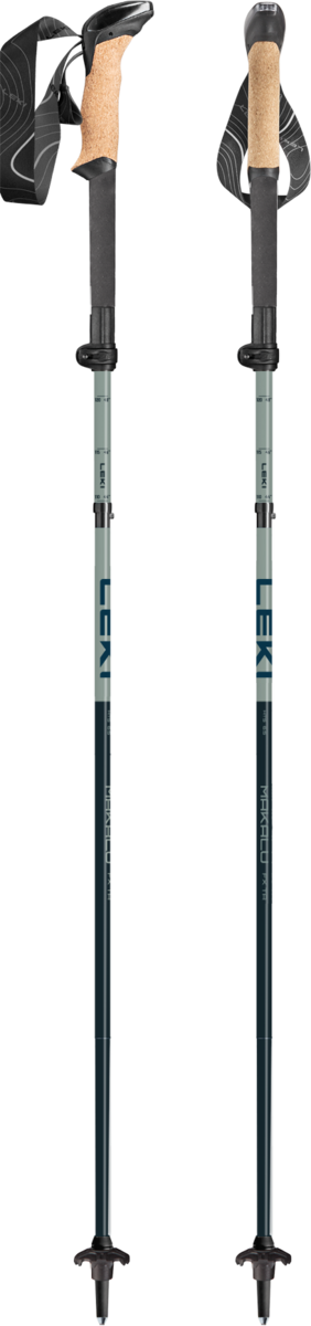 Leki Makalu Cork FX TA Folding Trekking Poles Stone Blue Dark Sea Green