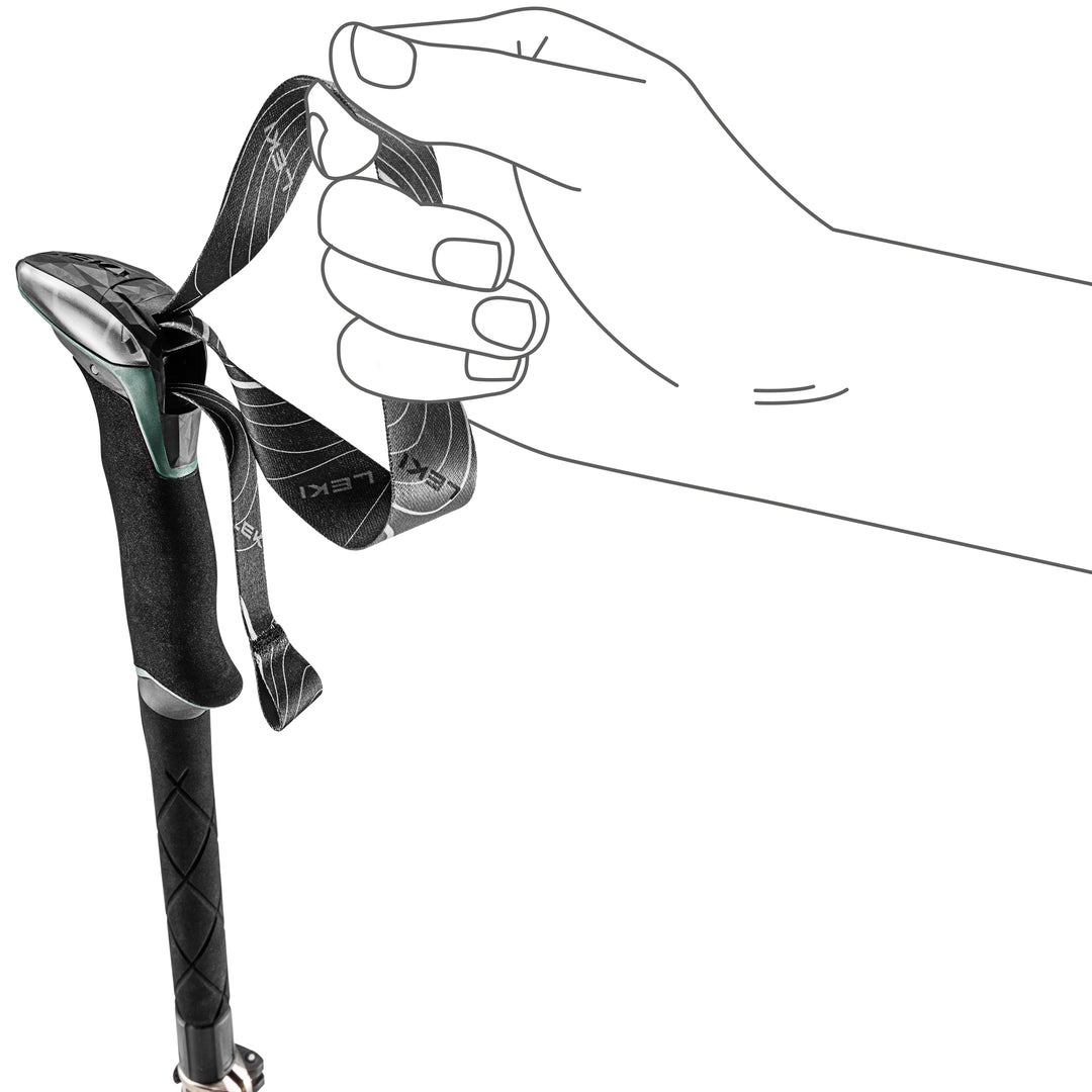 Leki Makalu FX Carbon Folding Trekking Poles Natural Carbon Malachite Green Black
