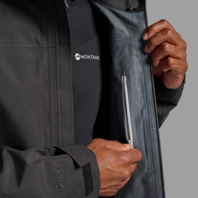 Montane Mens Spirit Long Waterproof Jacket Midnight Grey