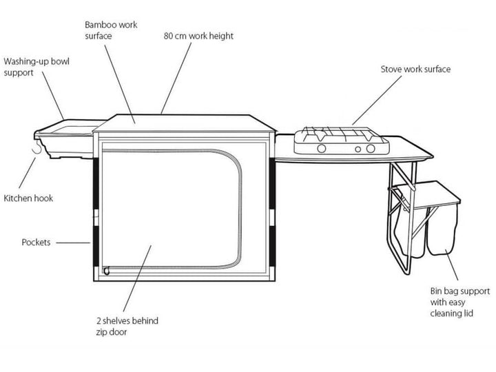 Outwell Padres Storage Unit with Side Table