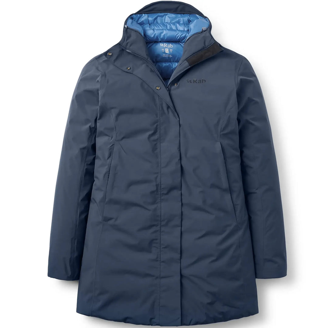 Rab Valiance Parka Down Waterproof Jacket Womens Galaxy Blue