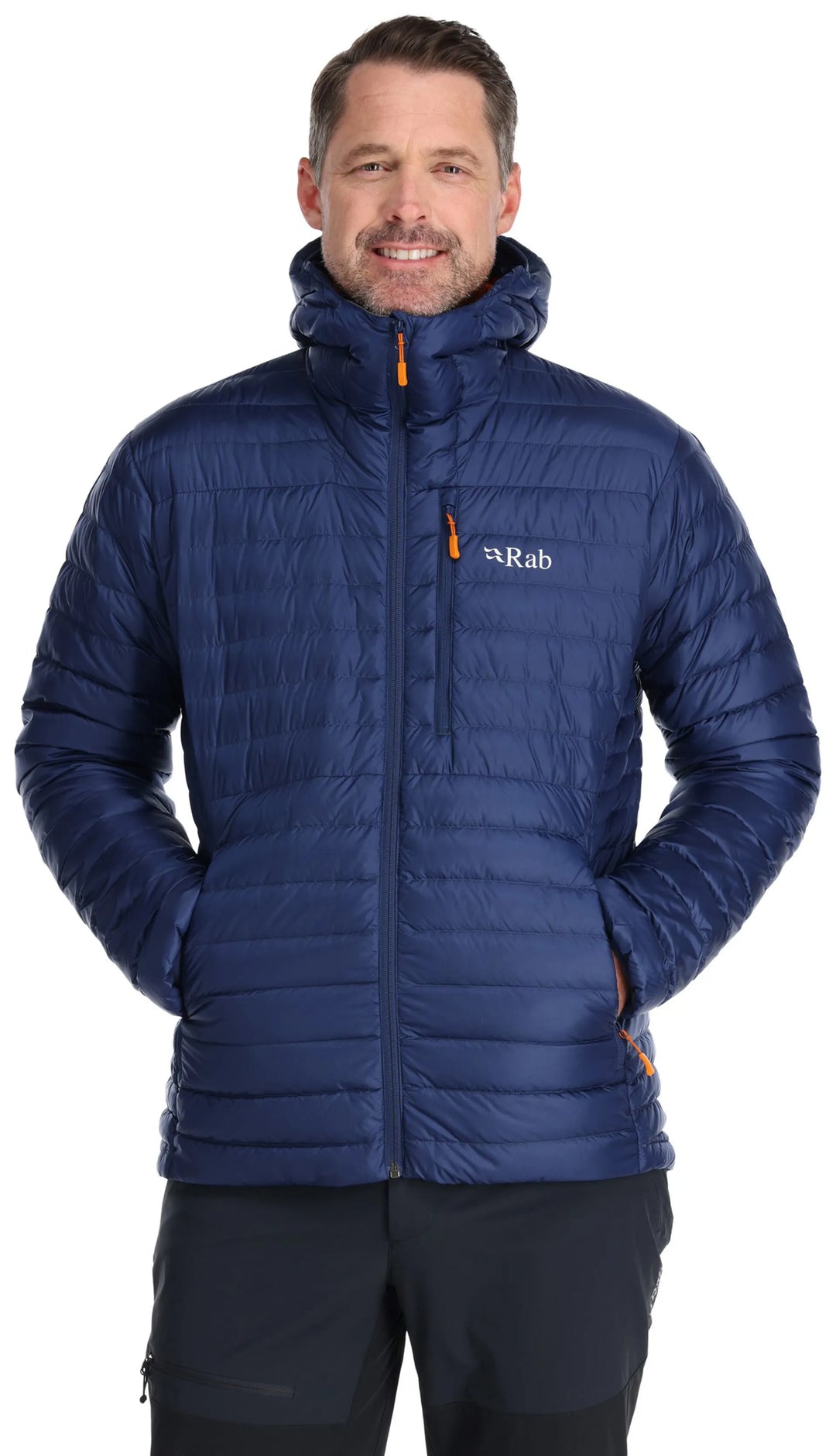 Rab Microlight Alpine Jacket Mens Deep Ink Marmalade BCH Camping Leisure