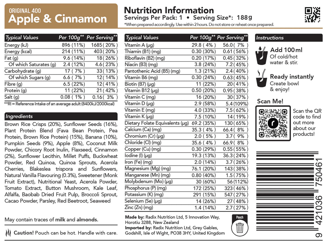 Radix Apple Cinnamon Breakfast Original 400kcal