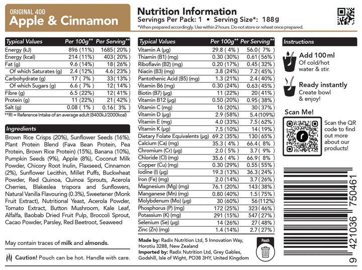 Radix Apple Cinnamon Breakfast Original 400kcal