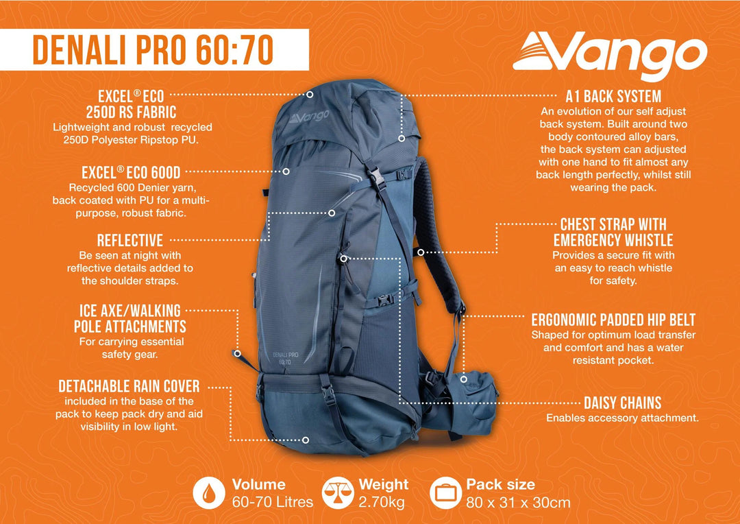 Vango Denali Pro 60 70 Black