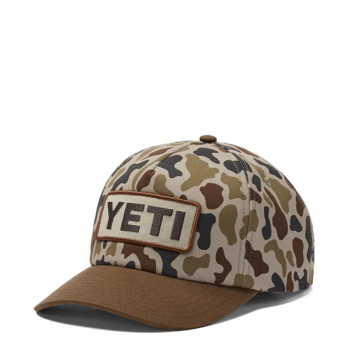 YETI Logo Camo Woven Flat Brim Snapback Hat Camo