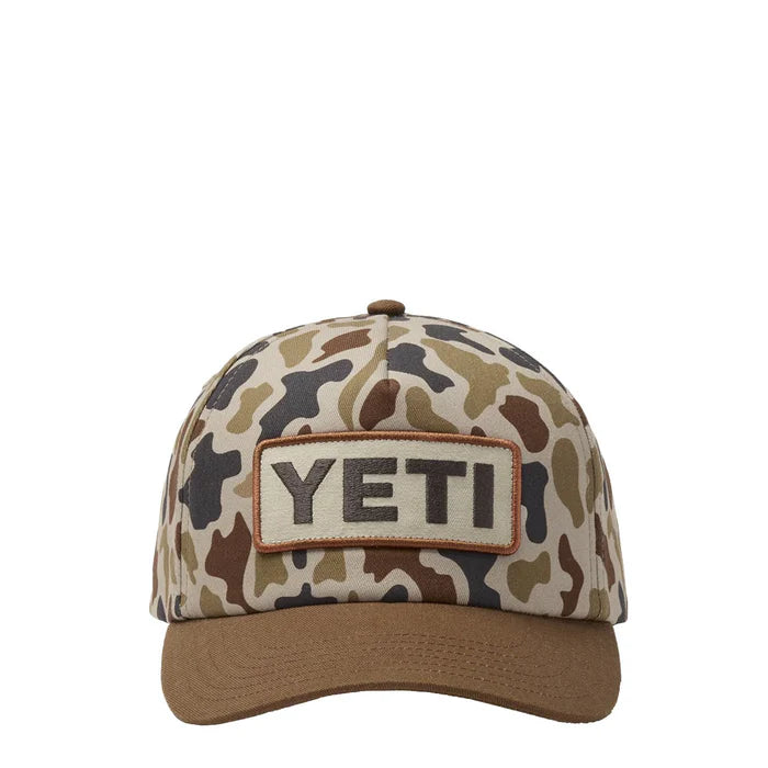 YETI Logo Camo Woven Flat Brim Snapback Hat Camo