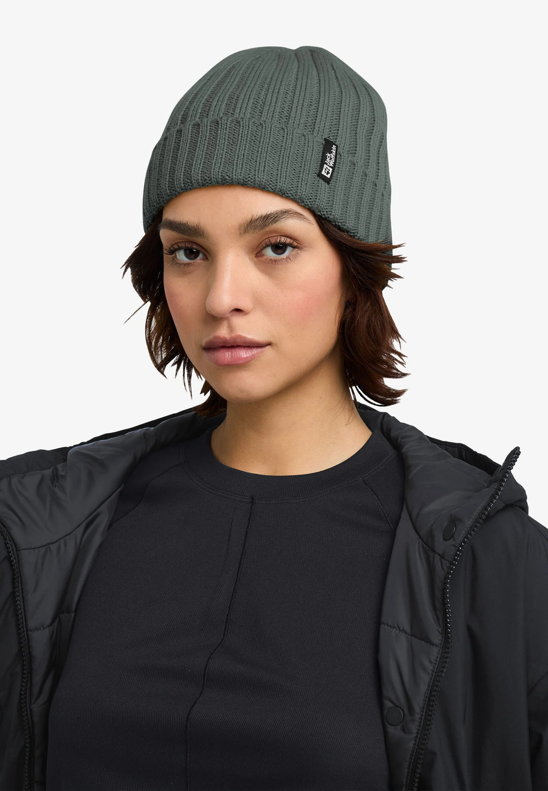 jack Wolfskin Rib Knit Beanie Slate Green