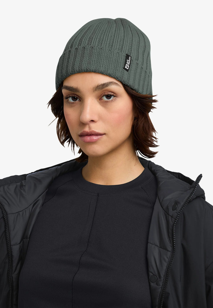 jack Wolfskin Rib Knit Beanie Slate Green